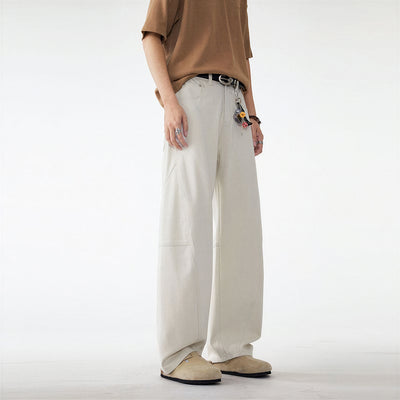 Men's Spring Off-White Curved Wide Leg Denim Jeans