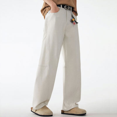 Men's Spring Off-White Curved Wide Leg Denim Jeans