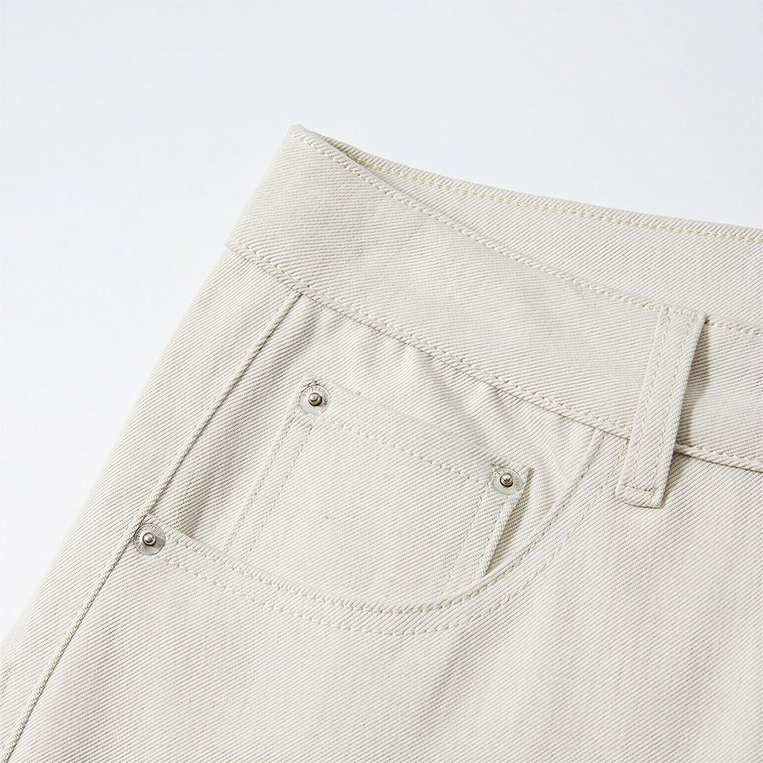 Men's Spring Off-White Curved Wide Leg Denim Jeans