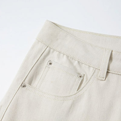 Men's Spring Off-White Curved Wide Leg Denim Jeans