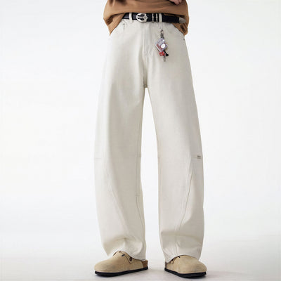 Men's Spring Off-White Curved Wide Leg Denim Jeans