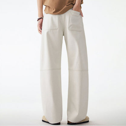 Men's Spring Off-White Curved Wide Leg Denim Jeans