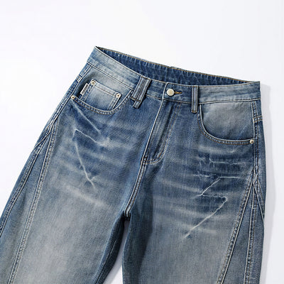 Men's Spring Blue Washed Straight Leg Denim Jeans