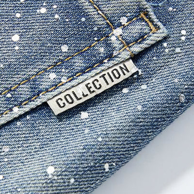 Men's Spring Blue Splatter Print Straight Leg Denim Jeans