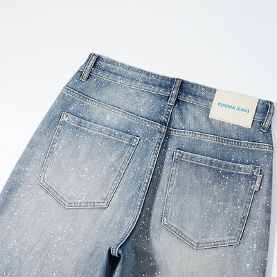 Men's Spring Blue Splatter Print Straight Leg Denim Jeans