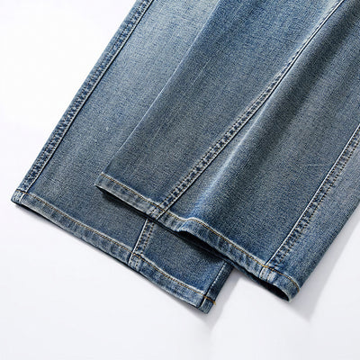 Men's Spring Blue Washed Straight Leg Denim Jeans