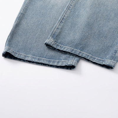 Men's Spring Light Blue Ripped Lightning Patch Jeans