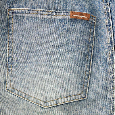 Men's Spring Light Blue Elastic Waist Paneled Straight Jeans