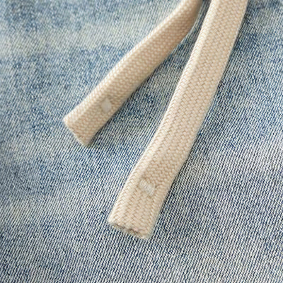 Men's Spring Light Blue Elastic Waist Paneled Straight Jeans