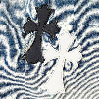 Men's Spring Light Blue Ripped Cross Patch Denim Jeans