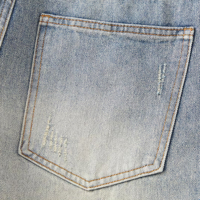 Men's Spring Light Blue Ripped Cross Patch Denim Jeans
