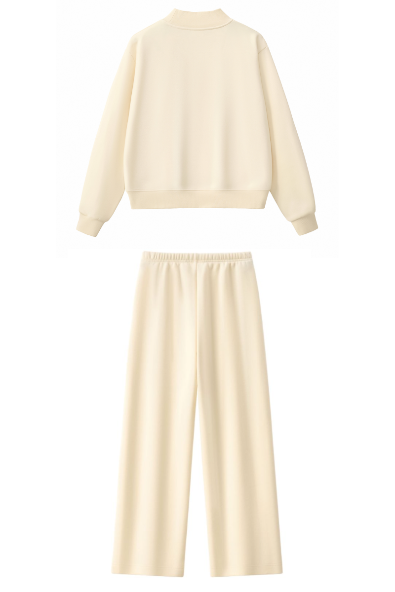 Women Fall Mock Neck Sweatshirt Wide Leg Pants Set