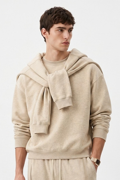 Men Fall Clothing 320G Heathered Crewneck Sweatshirt