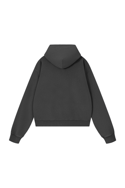 Unisex Fall Washed Vintage Boxy Double Zip Hoodie