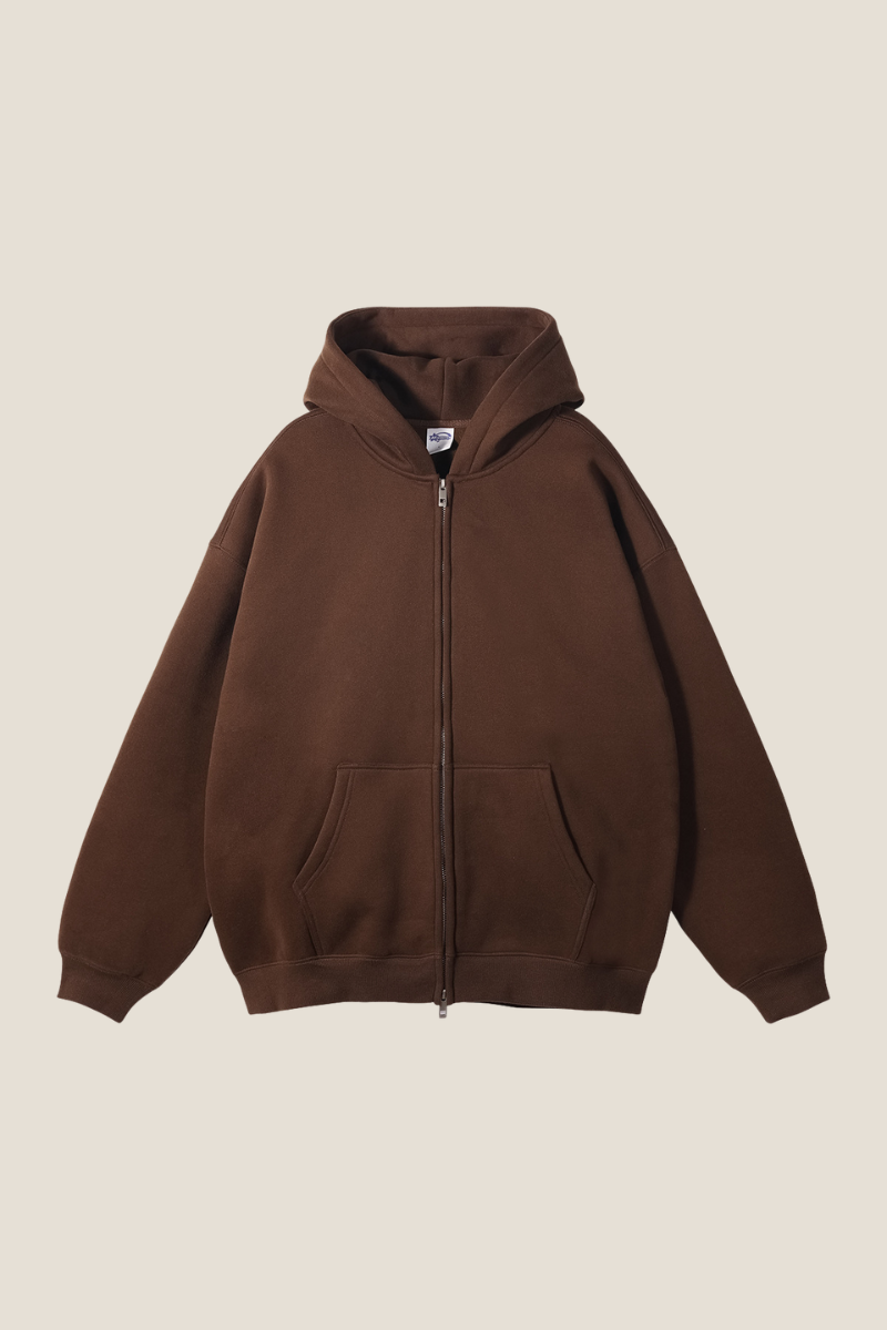 Men's Streetwear 350G Heavyweight Full Zipper Hooded Jacket