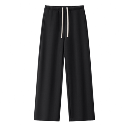 Unisex Spring Cotton Wide-Leg Drawstring Pocket Sweatpants