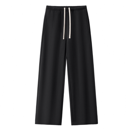 Unisex Spring Cotton Wide-Leg Drawstring Pocket Sweatpants
