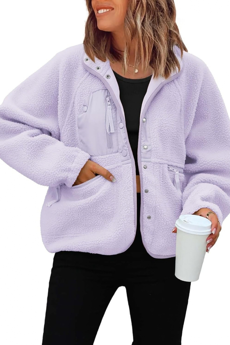 Women Fall Clothing Cozy Sherpa Fleece Utility Jacket
