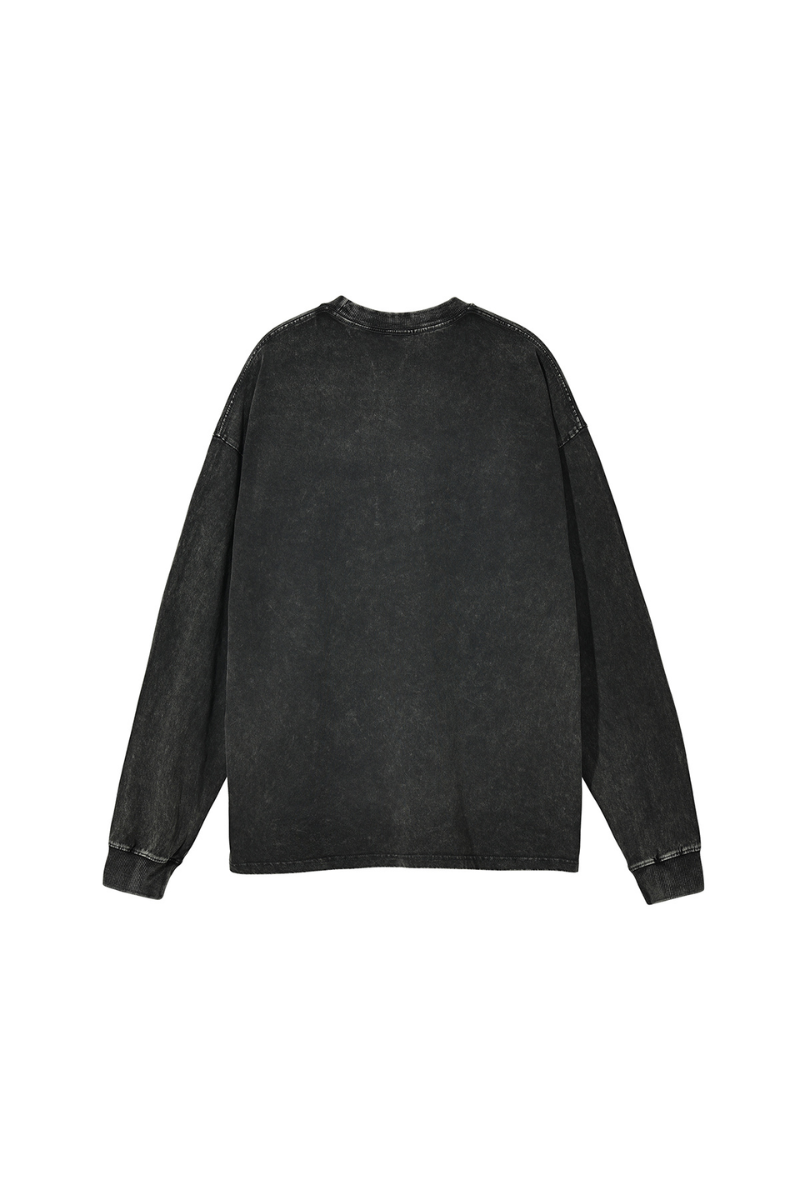 Men Spring 250G Wax Washed Oversized Long Sleeve T-Shirt
