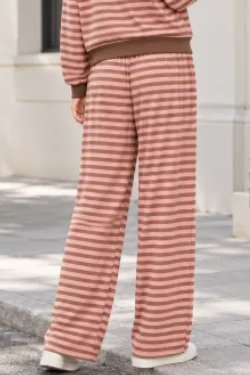 Women All Season Striped Straight Leg Lounge Pants