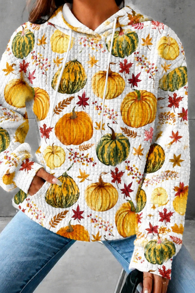 Unisex Fall Clothing Halloween Waffle Knit Graphic Hoodie