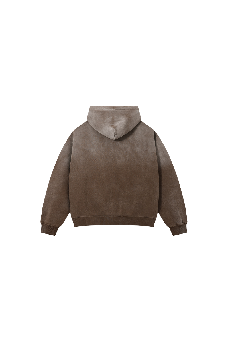 Women Fall Clothing Spray Wash Distressed Zip Hoodie