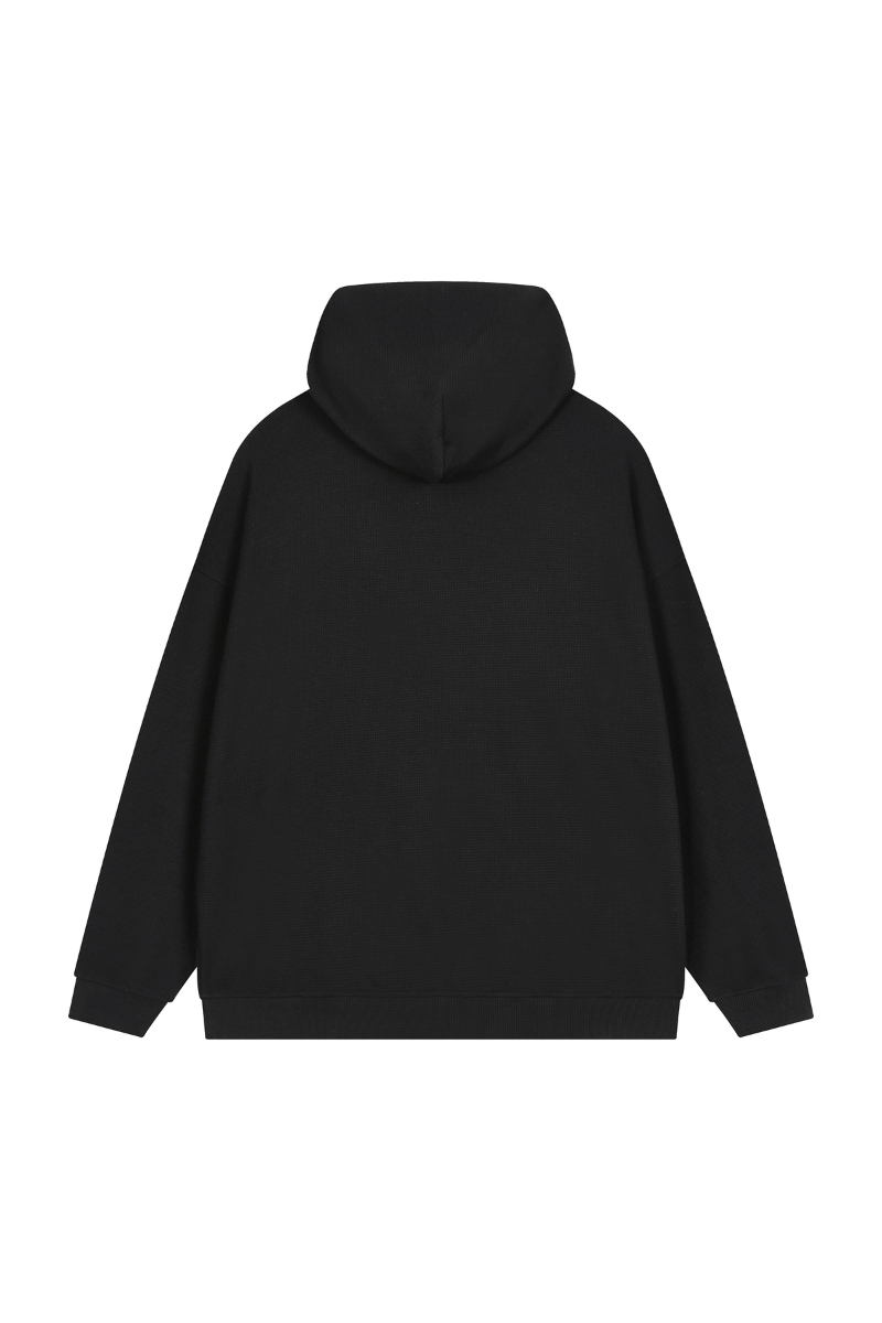 Women's Fall Waffle-Texture Drop-Shoulder Pullover Hoodie