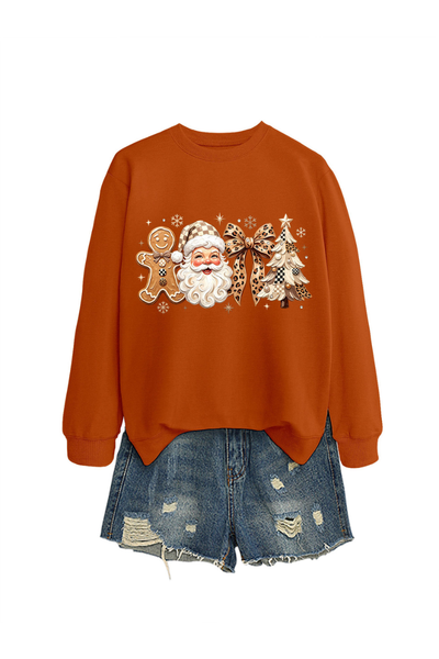 Unisex Fall Clothing Christmas Santa Bow Sweatshirt