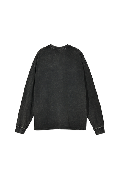Unisex Fall 250gsm Cotton Wax Washed Long Sleeve Tee
