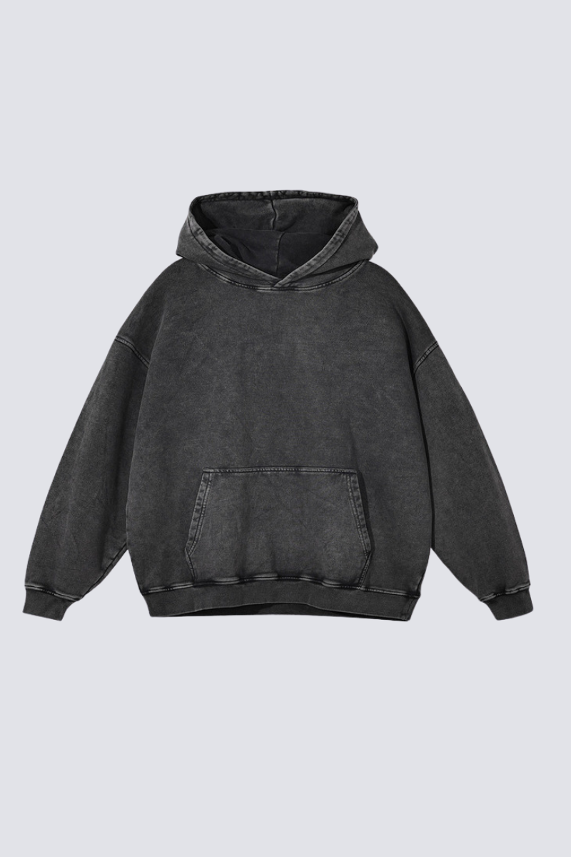 Men's 420g Heavy Cotton Washed Distressed Hoodie