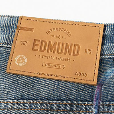 Men's Spring Blue Keychain Print Wide Leg Denim Jeans