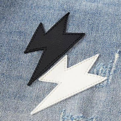 Men's Spring Light Blue Ripped Lightning Patch Jeans