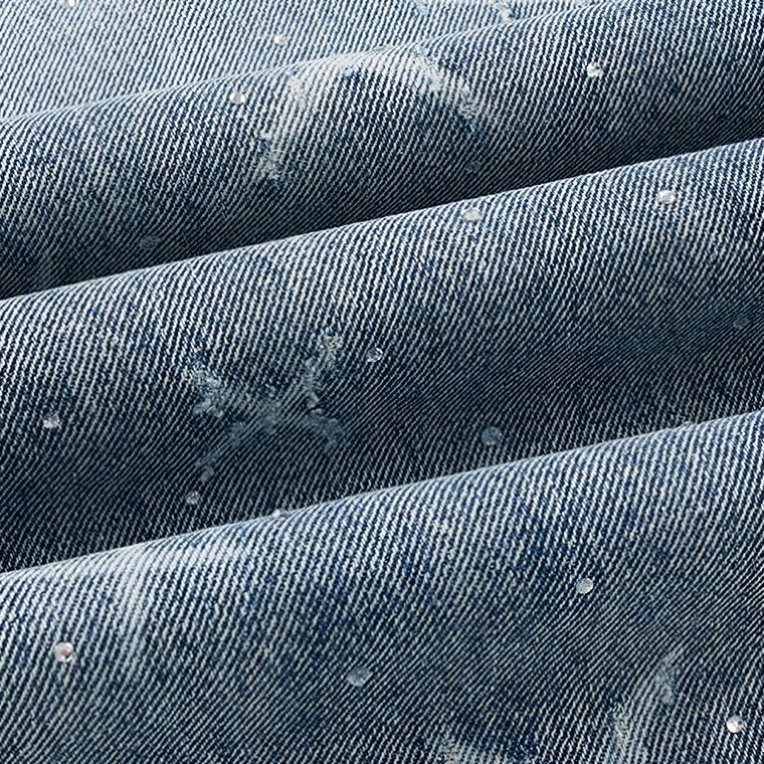 Men's Spring Star Rhinestone Wide Leg Denim Jeans