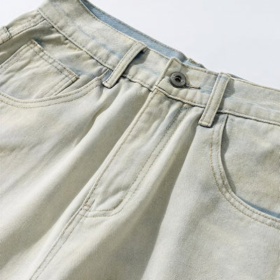 Men's Spring Heavily Ripped Straight Leg Denim Jeans