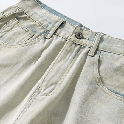 Men's Spring Heavily Ripped Straight Leg Denim Jeans