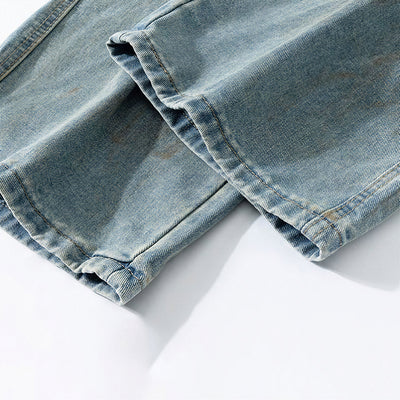 Men's Spring Washed Splatter Paint Straight Leg Jeans