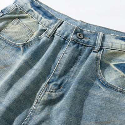 Men's Spring Washed Splatter Paint Straight Leg Jeans