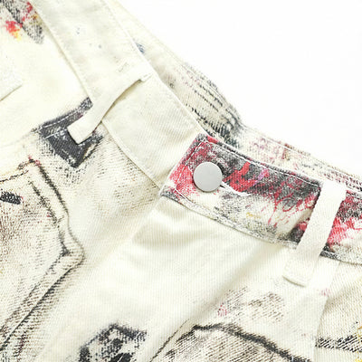 Men's Spring Graffiti Cargo Wide Leg Denim Jeans