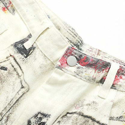 Men's Spring Graffiti Cargo Wide Leg Denim Jeans