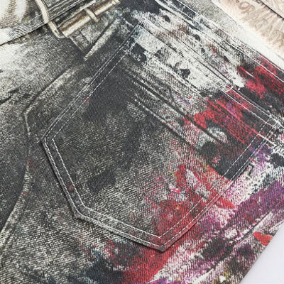 Men's Spring Graffiti Cargo Wide Leg Denim Jeans