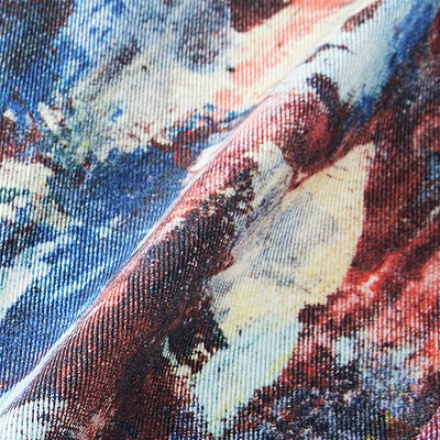 Men's Spring Oil Painting Print Wide Leg Denim Jeans