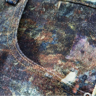Men's Spring Oil Painting Print Wide Leg Denim Jeans