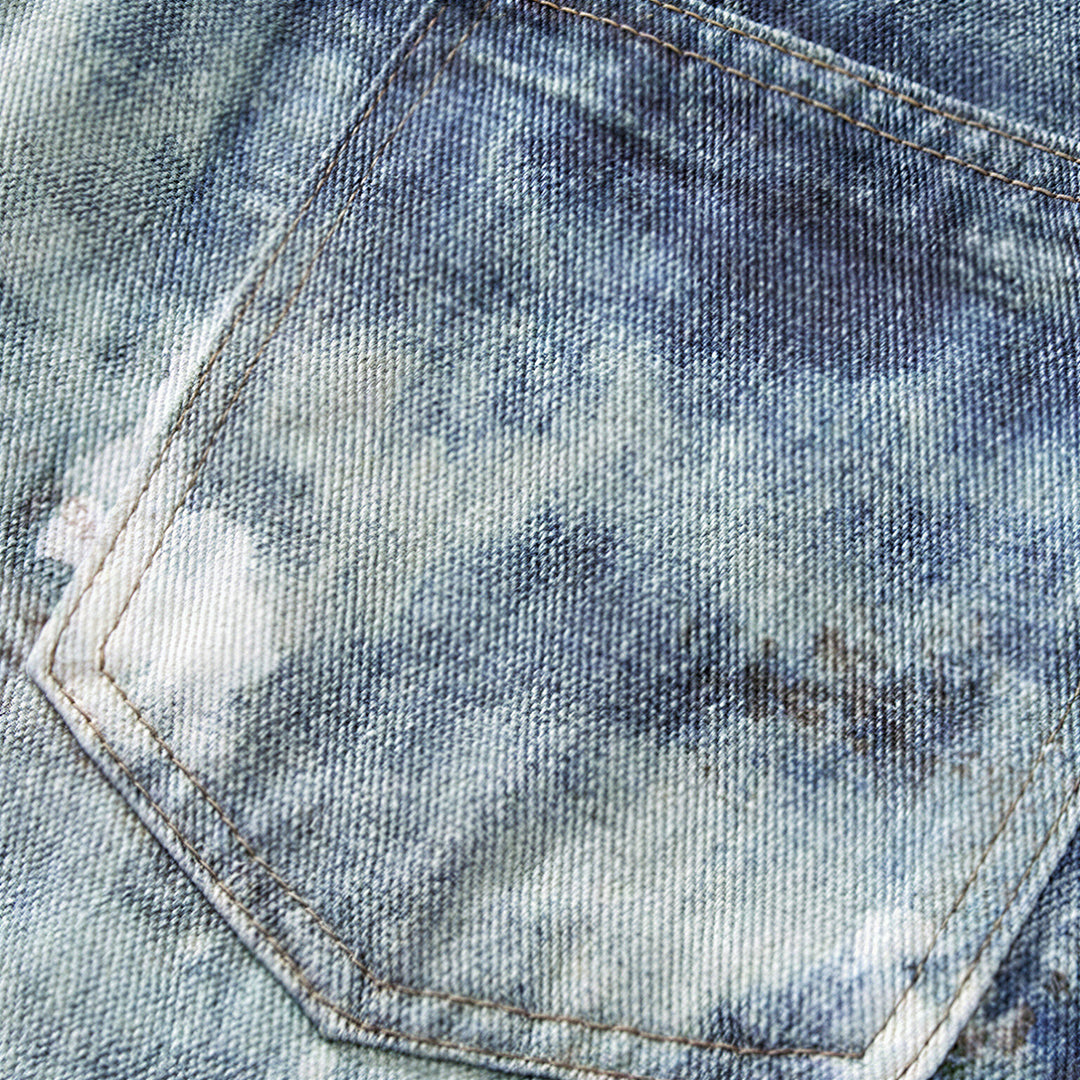 Men's Spring Heavily Washed Splatter Wide Leg Denim Jeans