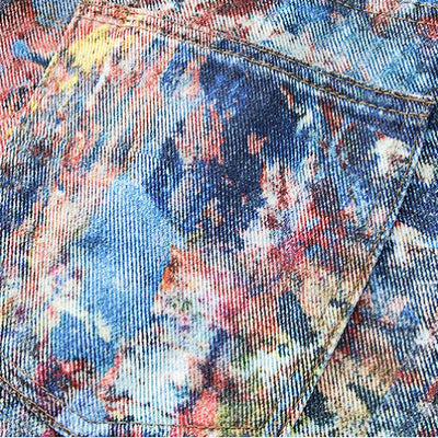 Men's Spring Oil Painting Print Wide Leg Denim Jeans