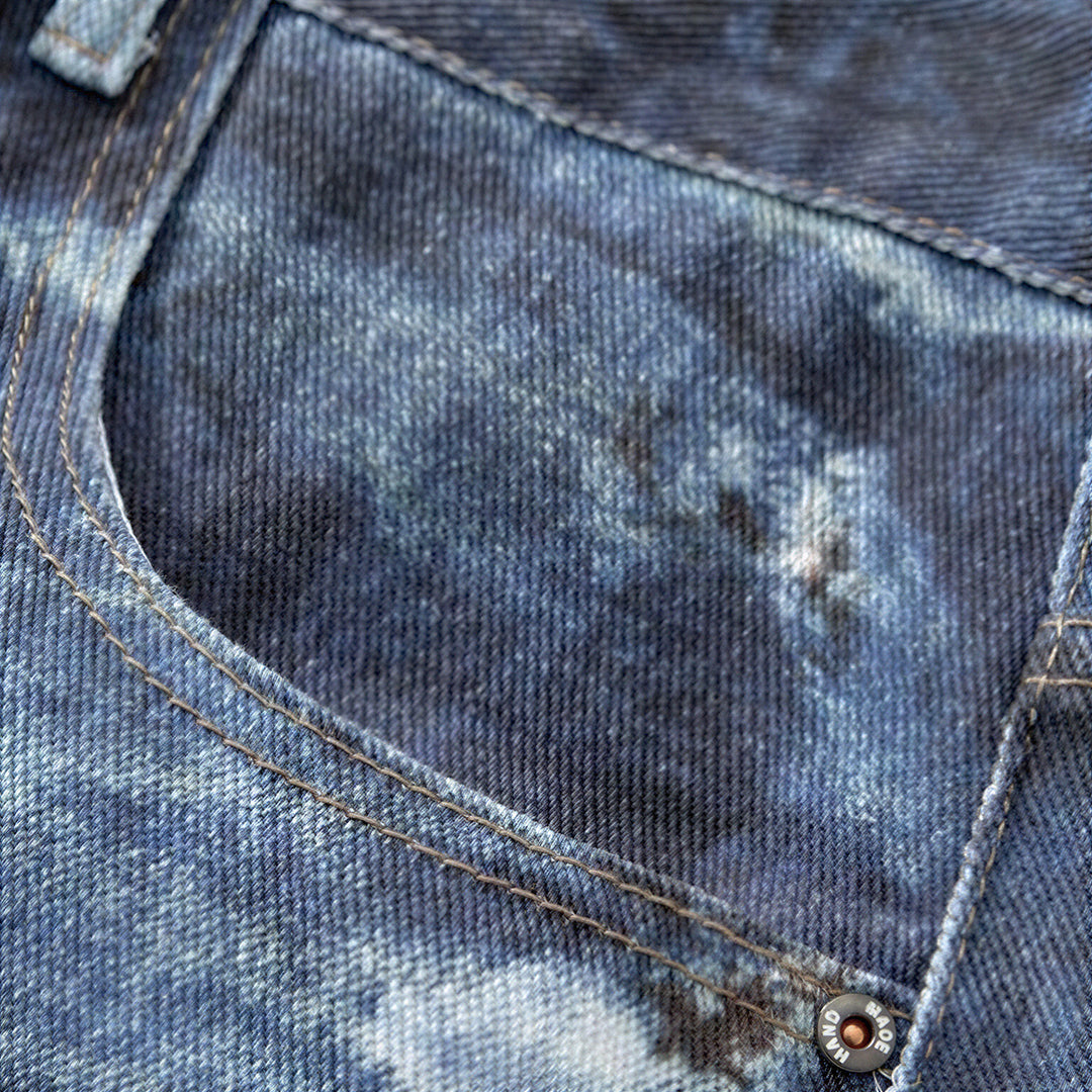Men's Spring Heavily Washed Splatter Wide Leg Denim Jeans