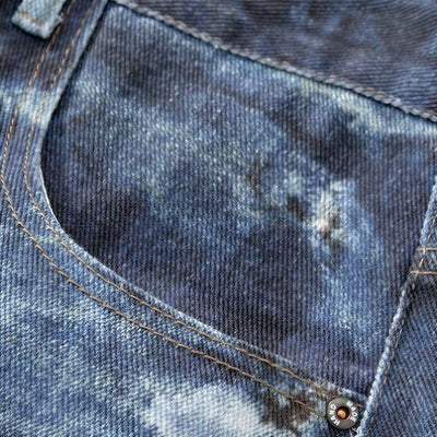 Men's Spring Heavily Washed Splatter Wide Leg Denim Jeans