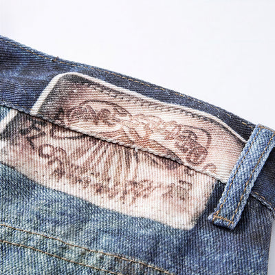 Men's Spring Heavily Washed Splatter Wide Leg Denim Jeans