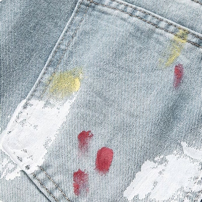 Men's Spring Washed Splatter Ripped Wide Leg Jeans