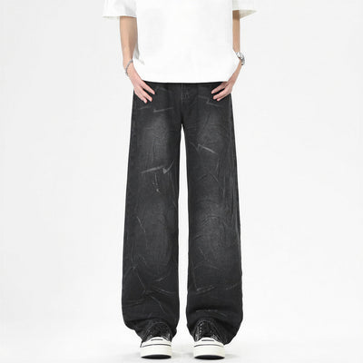 Men's Spring Lightning Washed Wide Leg Denim Jeans