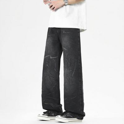 Men's Spring Lightning Washed Wide Leg Denim Jeans